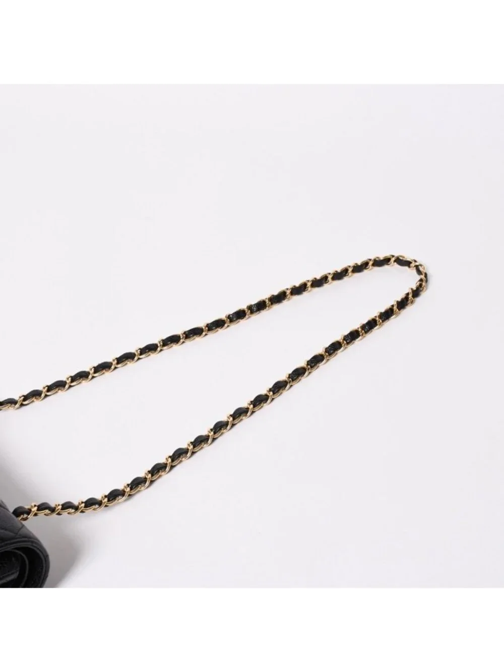 Chanel Quilted 23 Double Flap Chain Shoulder Bag CC Logo Caviar Leather Black